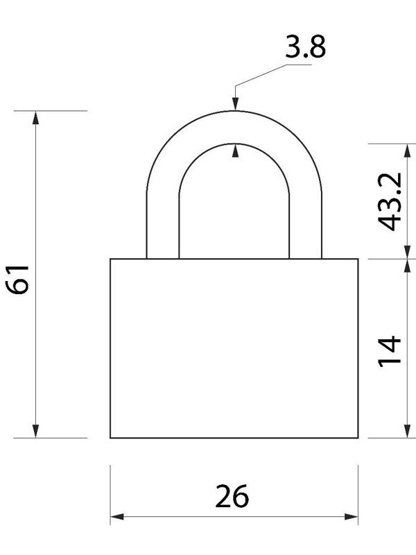 Замок навесной, тип 1, 26х60 мм, 2 ключа