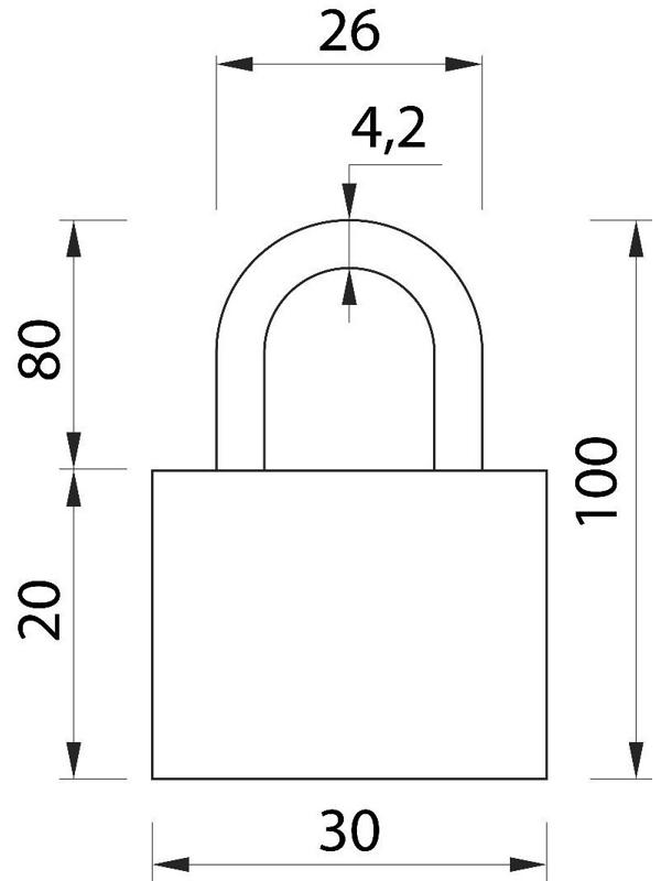 Замок навесной, тип 1, 32х70 мм, 3 ключа