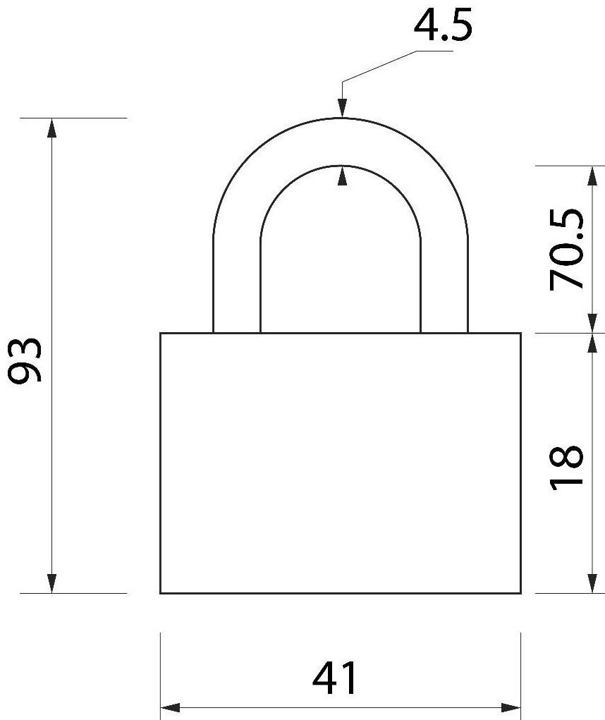 Замок навесной, тип 1, 42х90 мм, 3 ключа