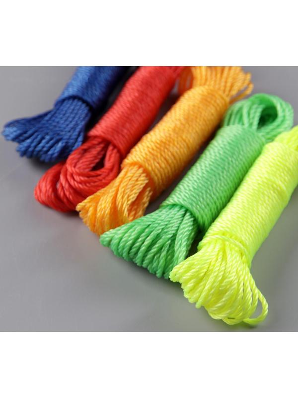 Верёвка бельевая Доляна, d=2,5 мм, длина 10 м, цвет МИКС