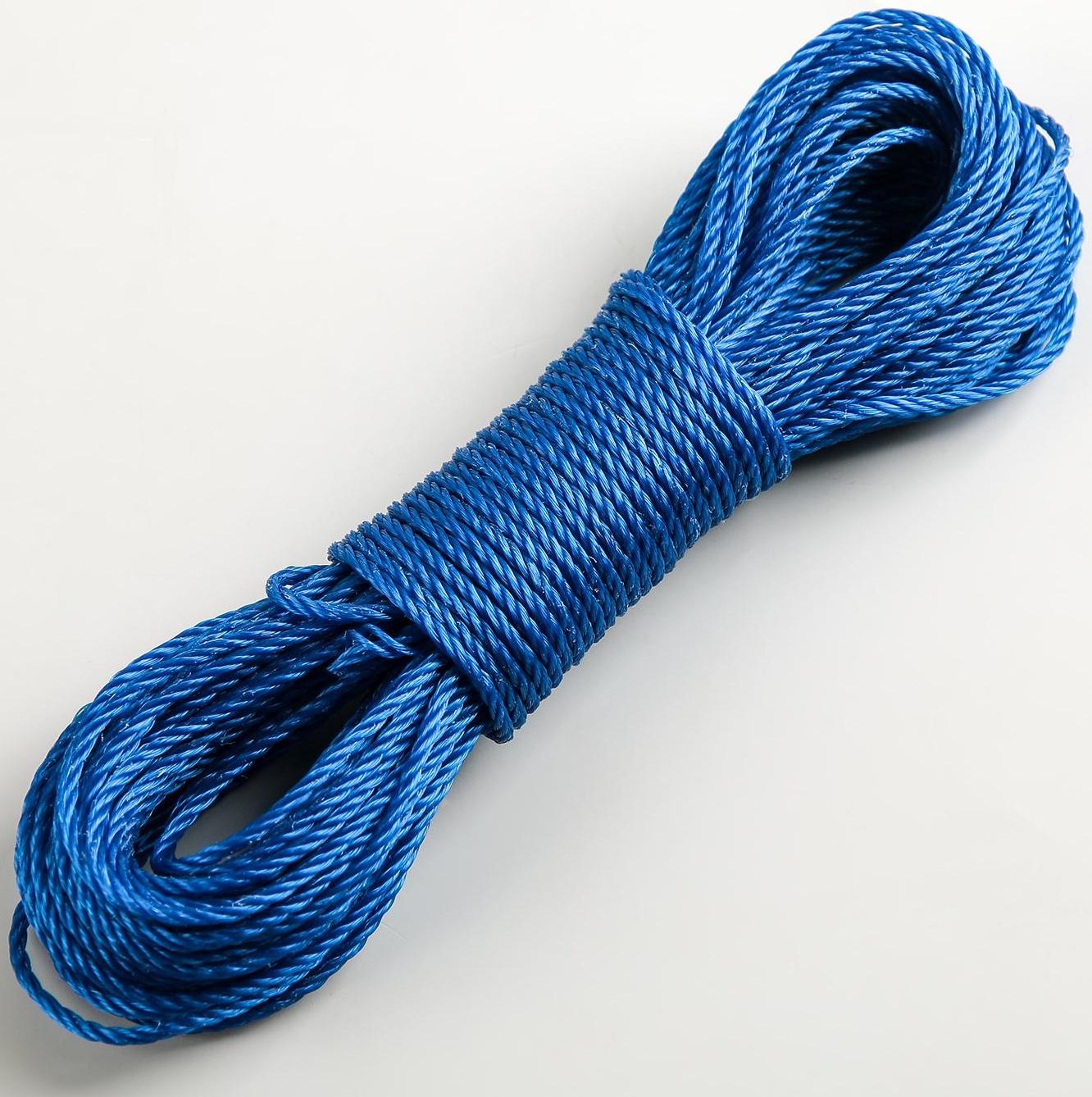 Верёвка бельевая Доляна, d=2,5 мм, длина 20 м, цвет МИКС