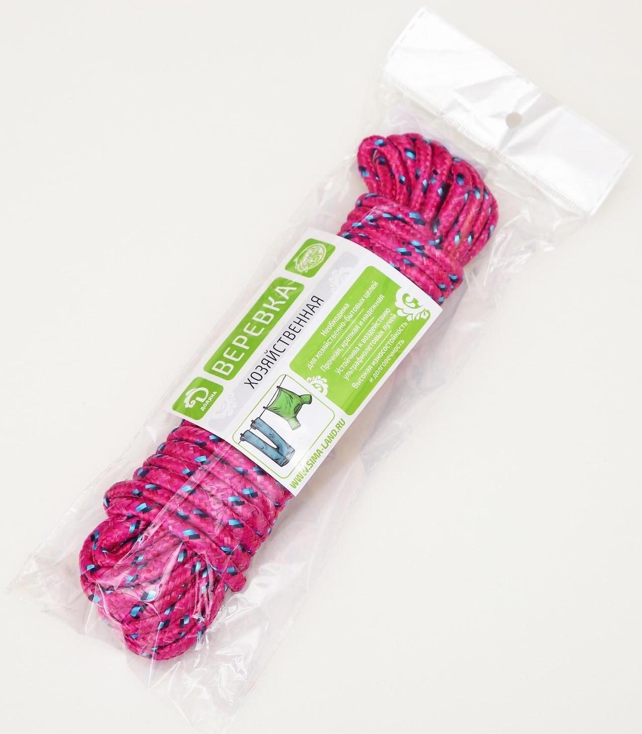 Верёвка бельевая Доляна, d=6 мм, длина 10 м, цвет МИКС
