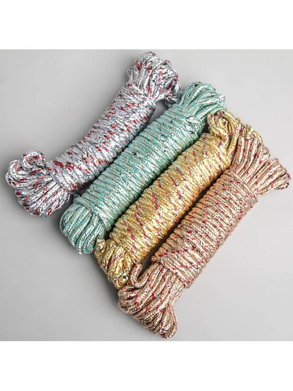 Верёвка бельевая Доляна, d=6 мм, длина 10 м, цвет МИКС