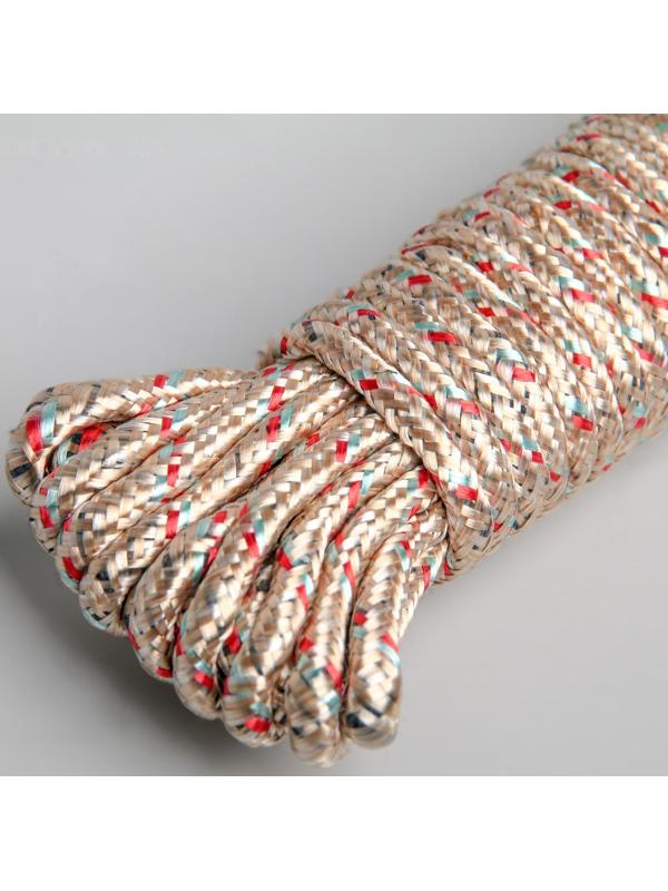 Верёвка бельевая Доляна, d=6 мм, длина 10 м, цвет МИКС