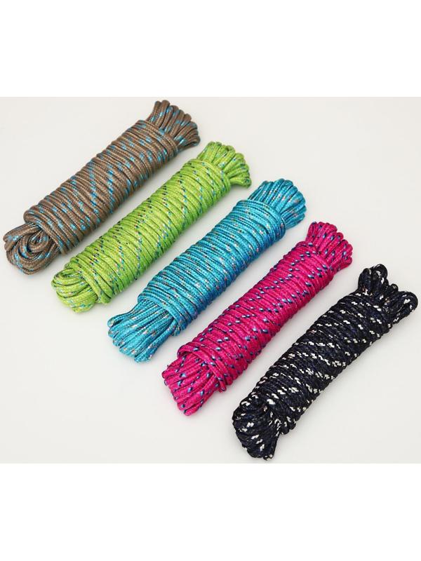 Верёвка бельевая Доляна, d=6 мм, длина 10 м, цвет МИКС