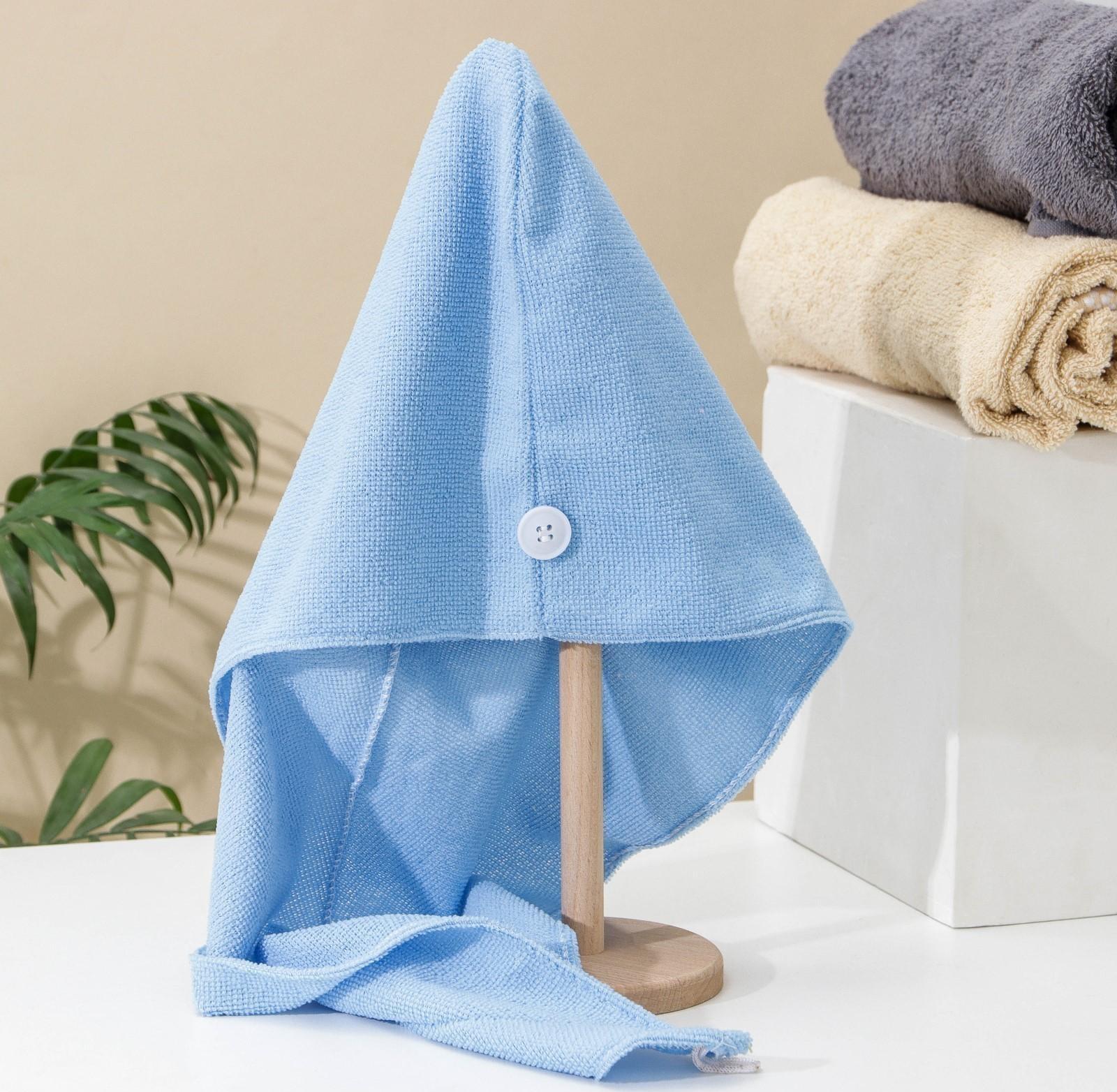 Чалма с пуговкой для сушки волос Доляна, цвет МИКС