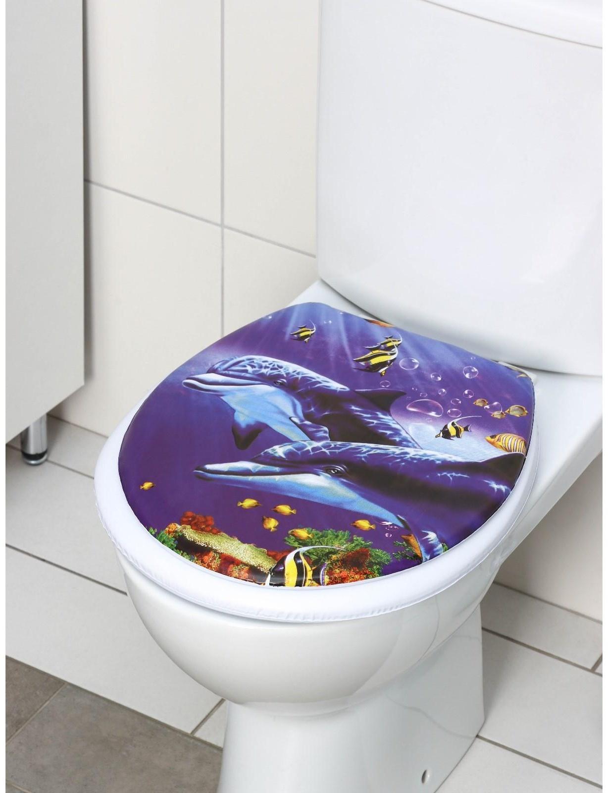 Сиденье для унитаза с крышкой Доляна «Морские жители», 40×37 см, мягкое