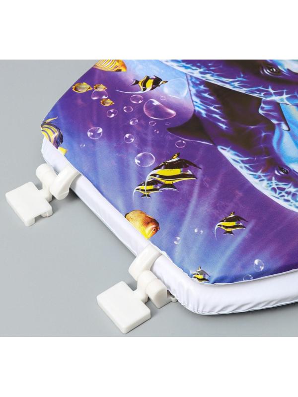 Сиденье для унитаза с крышкой Доляна «Морские жители», 40×37 см, мягкое