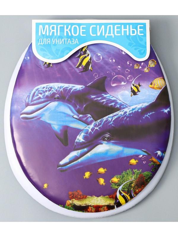 Сиденье для унитаза с крышкой Доляна «Морские жители», 40×37 см, мягкое
