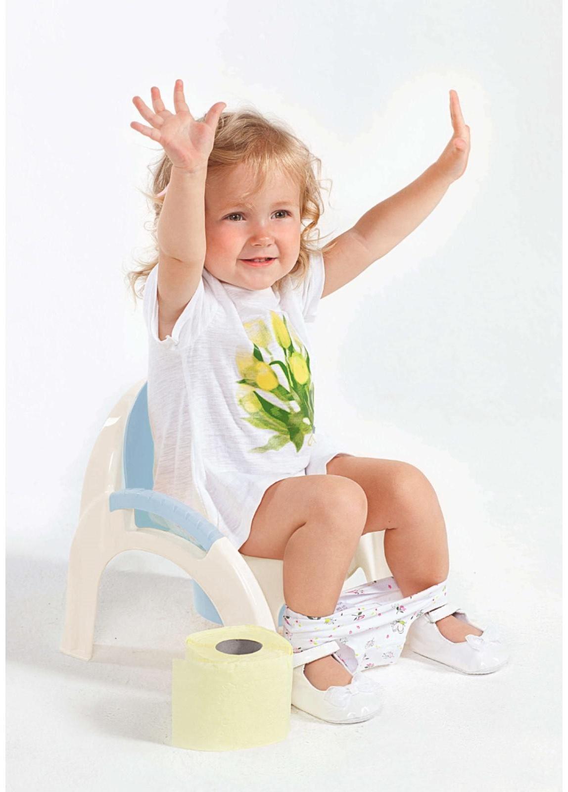 Горшок-стульчик с крышкой, цвет белый/голубой