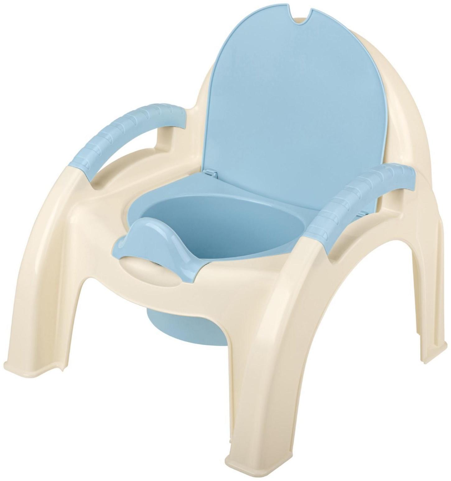 Горшок-стульчик с крышкой, цвет белый/голубой