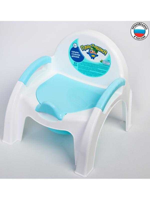 Горшок-стульчик с крышкой, цвет белый/голубой