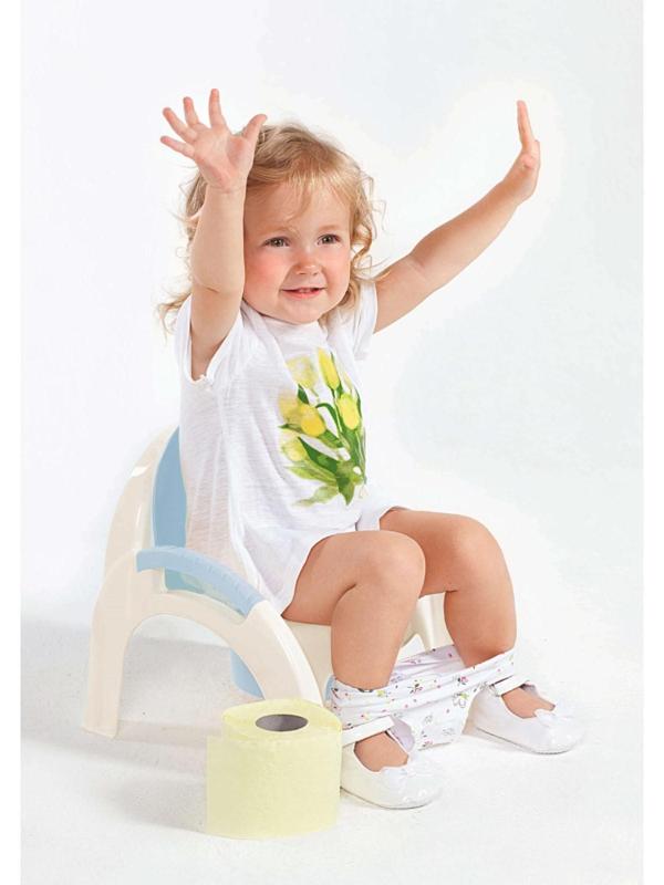 Горшок-стульчик с крышкой, цвет белый/голубой