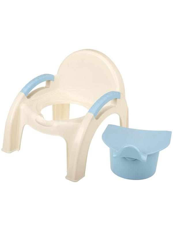 Горшок-стульчик с крышкой, цвет белый/голубой