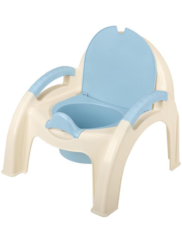 Горшок-стульчик с крышкой, цвет белый/голубой