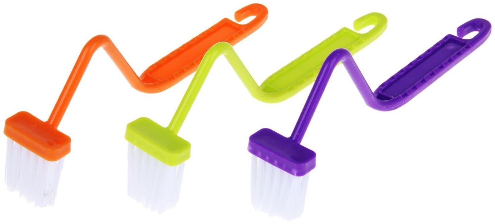 Щётка с изогнутой ручкой, 20 см, цвет МИКС