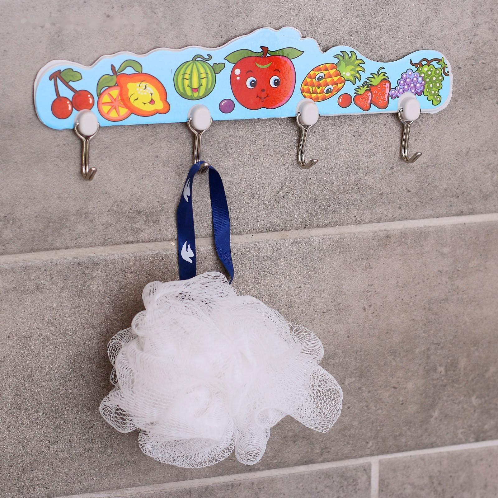Вешалка настенная на 4 крючка «Фрукты», цвет МИКС