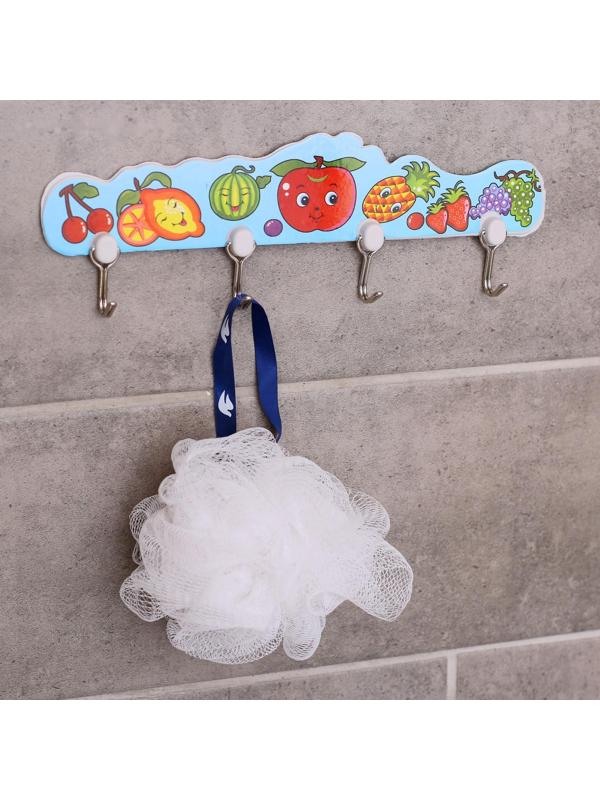 Вешалка настенная на 4 крючка «Фрукты», цвет МИКС