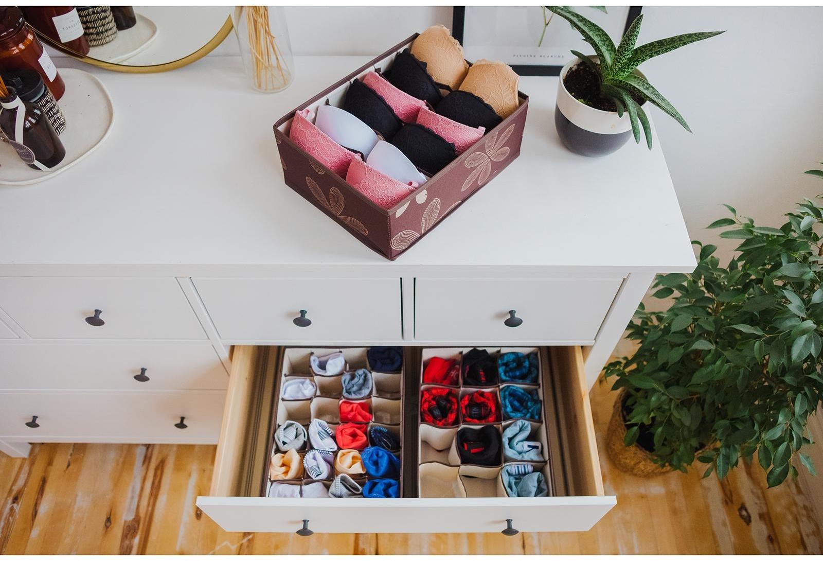 Набор органайзеров для хранения белья «Листочки», 32×24×12 см, 3 шт, цвет коричневый