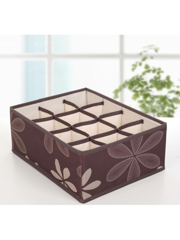 Набор органайзеров для хранения белья «Листочки», 32×24×12 см, 3 шт, цвет коричневый