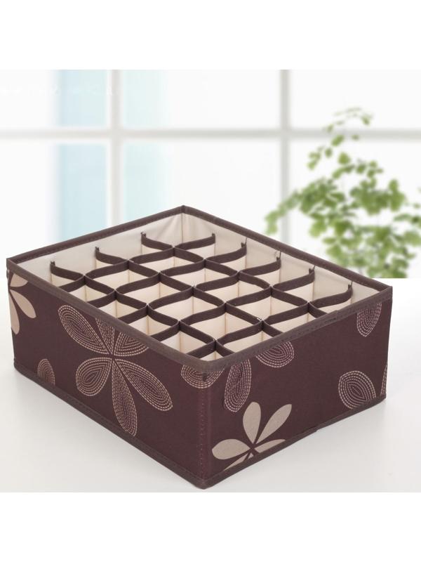Набор органайзеров для хранения белья «Листочки», 32×24×12 см, 3 шт, цвет коричневый
