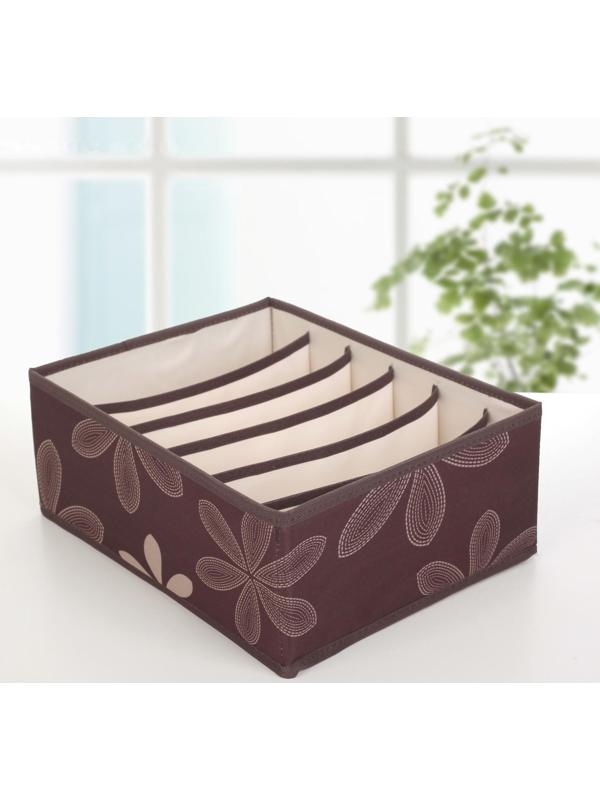 Набор органайзеров для хранения белья «Листочки», 32×24×12 см, 3 шт, цвет коричневый