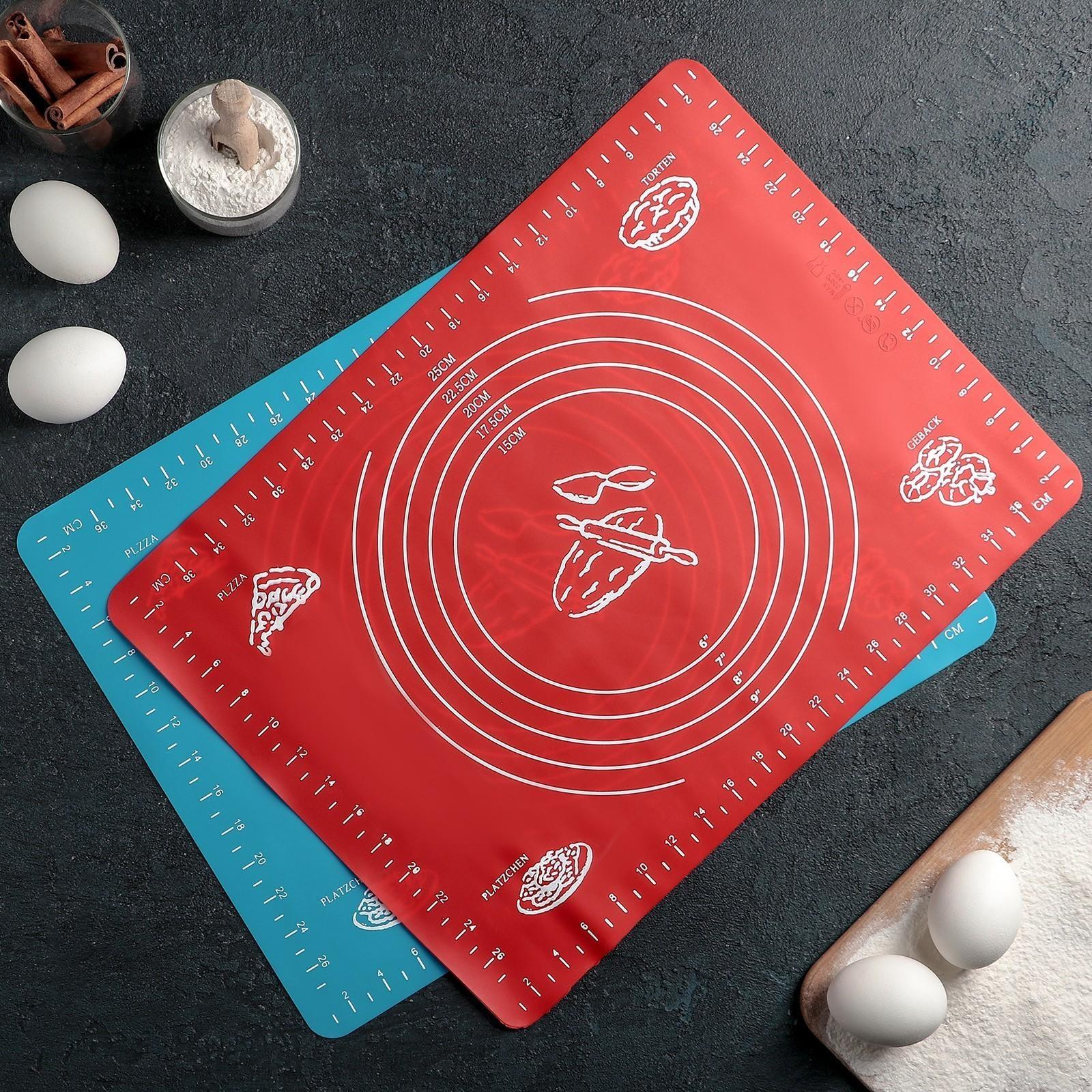 Коврик с разлиновкой силиконовый Доляна «Эрме», толщина 1 мм, 38×28 см, цвет МИКС