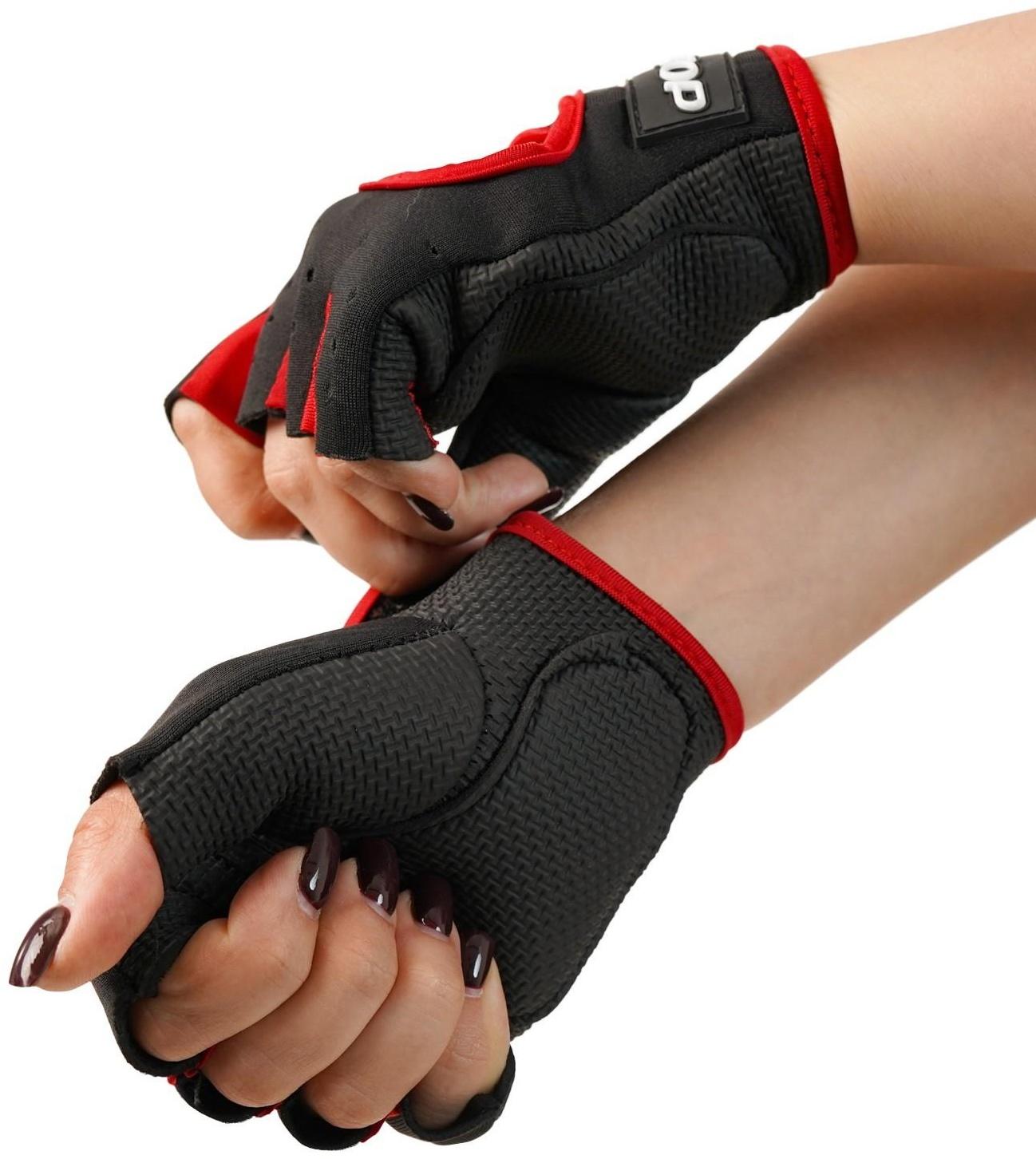 Перчатки для фитнеса ONLITOP, размер S, неопрен, цвет чёрный/красный