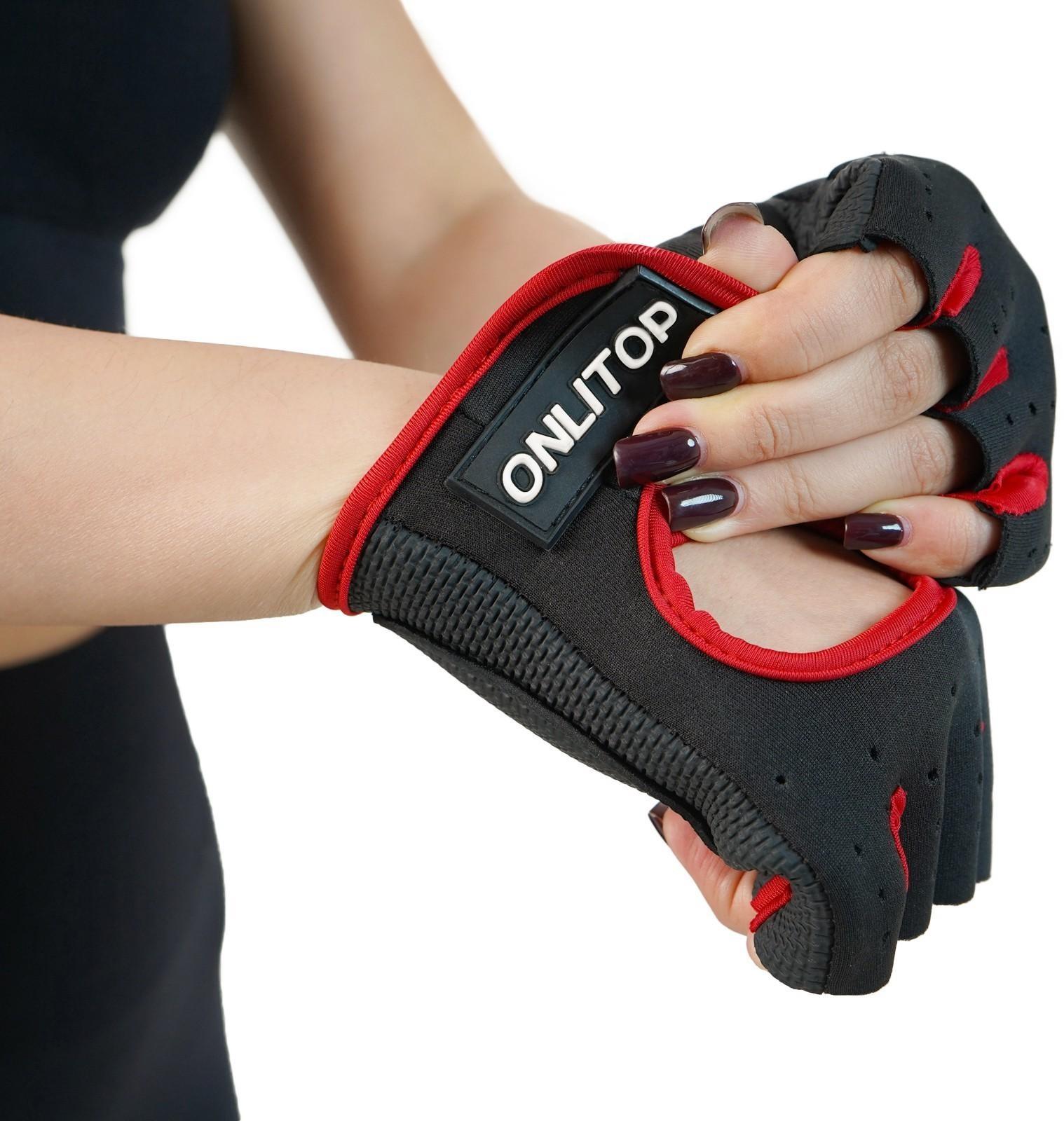Перчатки для фитнеса ONLITOP, размер S, неопрен, цвет чёрный/красный