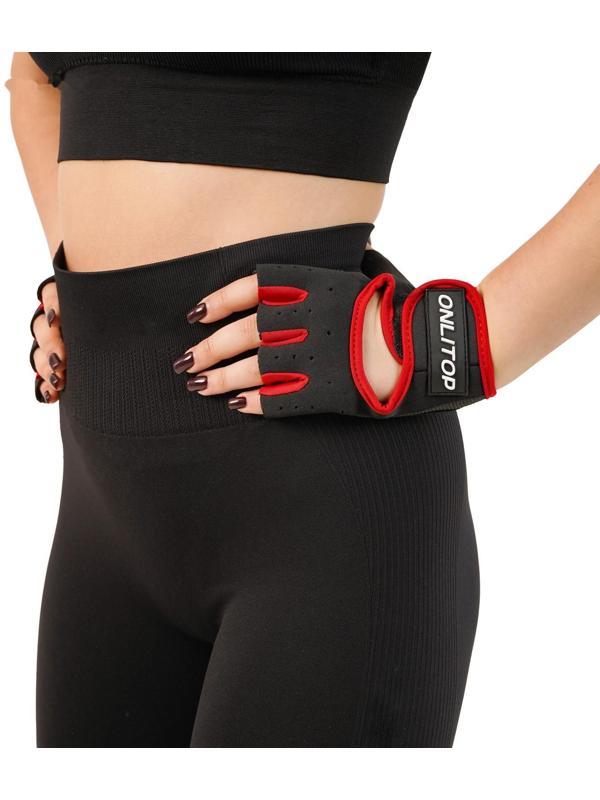 Перчатки для фитнеса ONLITOP, размер S, неопрен, цвет чёрный/красный