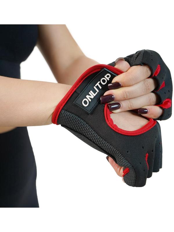 Перчатки для фитнеса ONLITOP, размер S, неопрен, цвет чёрный/красный