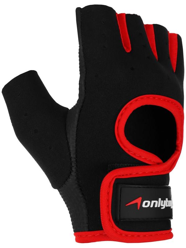 Перчатки для фитнеса ONLITOP, размер M, неопрен, цвет чёрный/красный