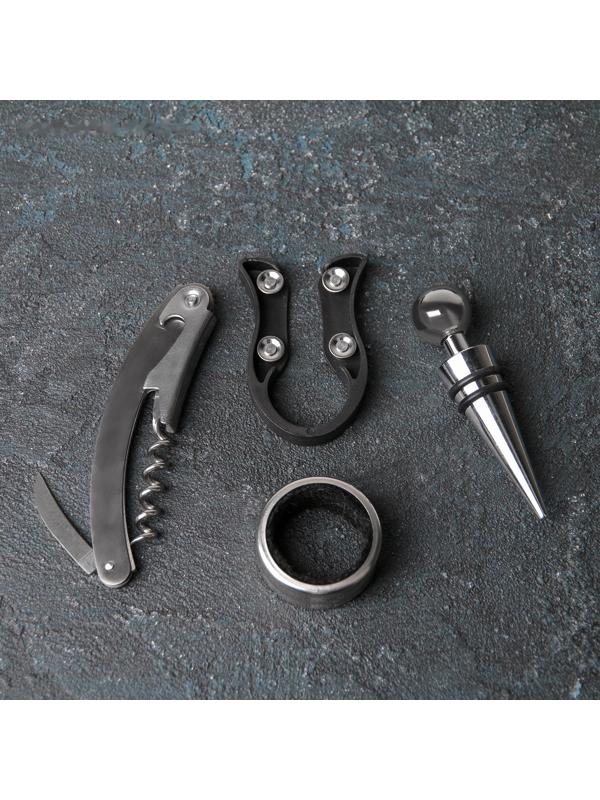 Набор для вина «Кьянти», 4 прибора: кольцо, штопор, каплеуловитель, пробка