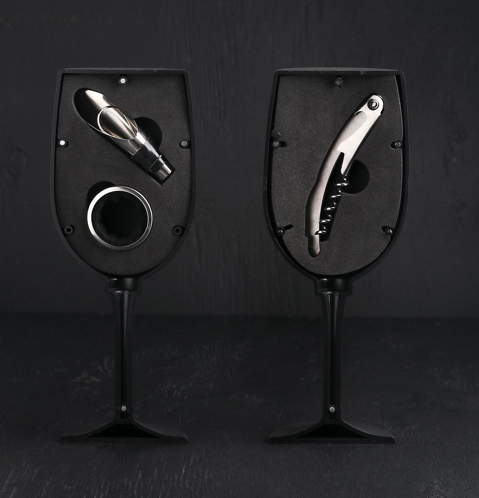 Набор для вина «Бокал», 3 предмета: кольцо, каплеуловитель, штопор