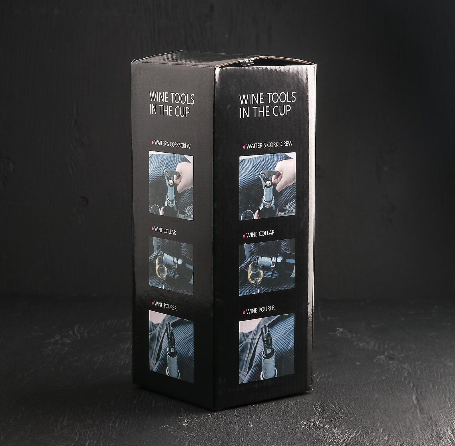 Набор для вина «Бокал», 3 предмета: кольцо, каплеуловитель, штопор