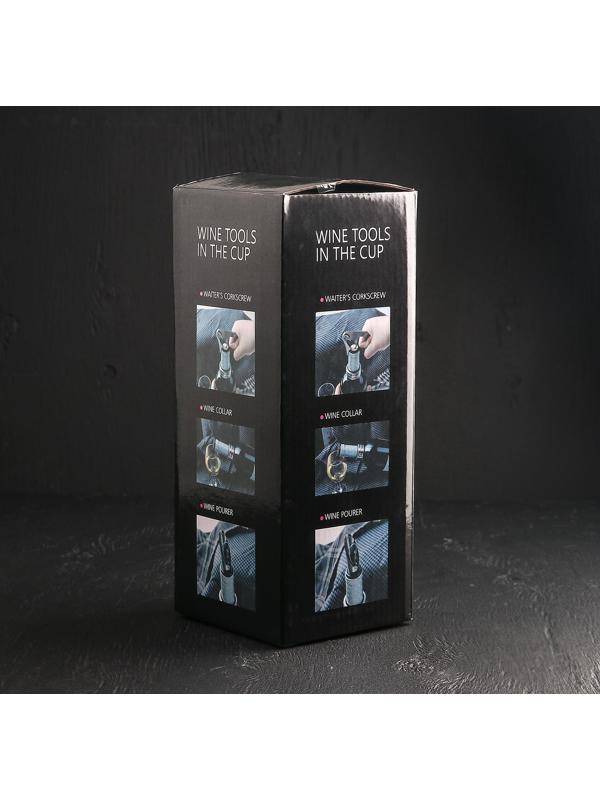 Набор для вина «Бокал», 3 предмета: кольцо, каплеуловитель, штопор