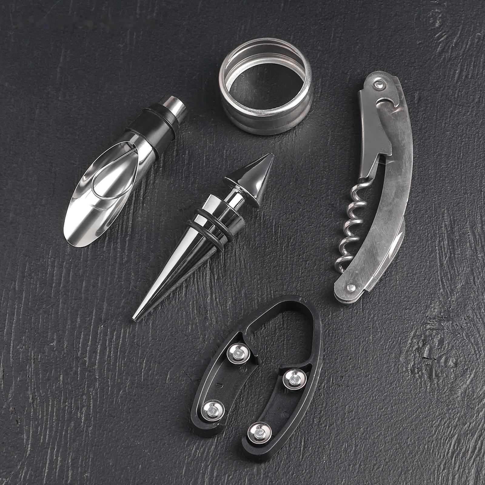 Набор для вина «Бутылка», 5 предметов: пробка, кольцо, каплеуловитель, штопор, нож для срезания фольги