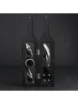 Набор для вина «Бутылка», 5 предметов: пробка, кольцо, каплеуловитель, штопор, нож для срезания фольги