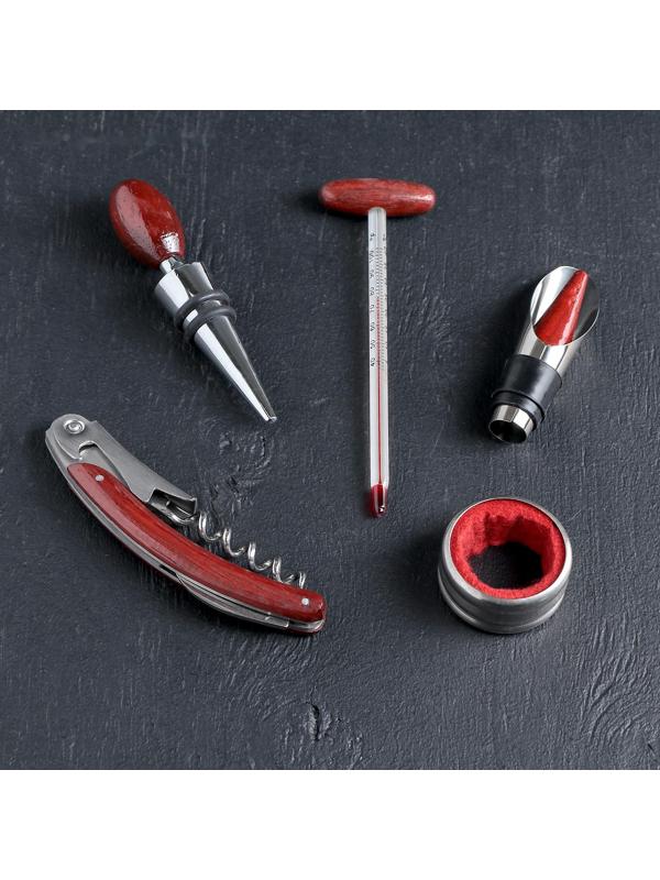 Набор для вина «Каберне», 5 предметов: пробка, штопор, кольцо, термометр, каплеуловитель