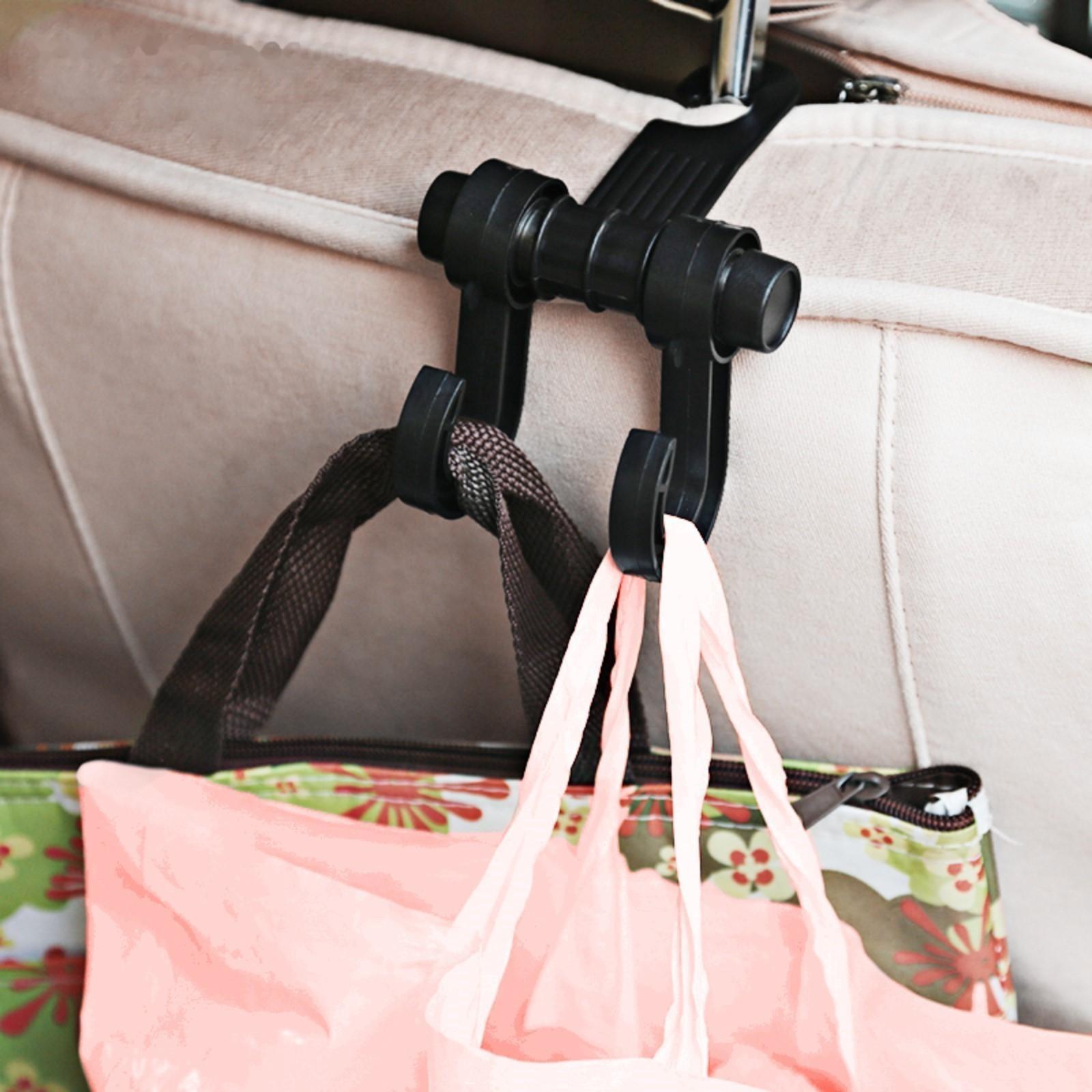 Вешалка-крючок на подголовник, два крючка, чёрный