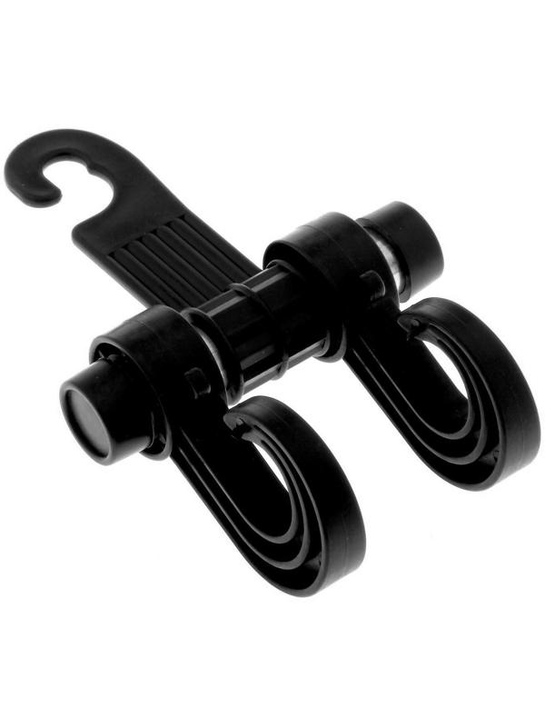 Вешалка-крючок на подголовник, два крючка, чёрный