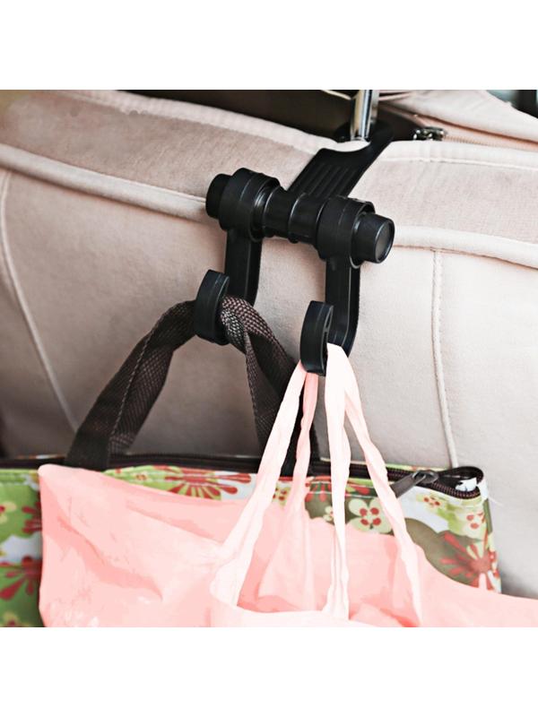 Вешалка-крючок на подголовник, два крючка, чёрный