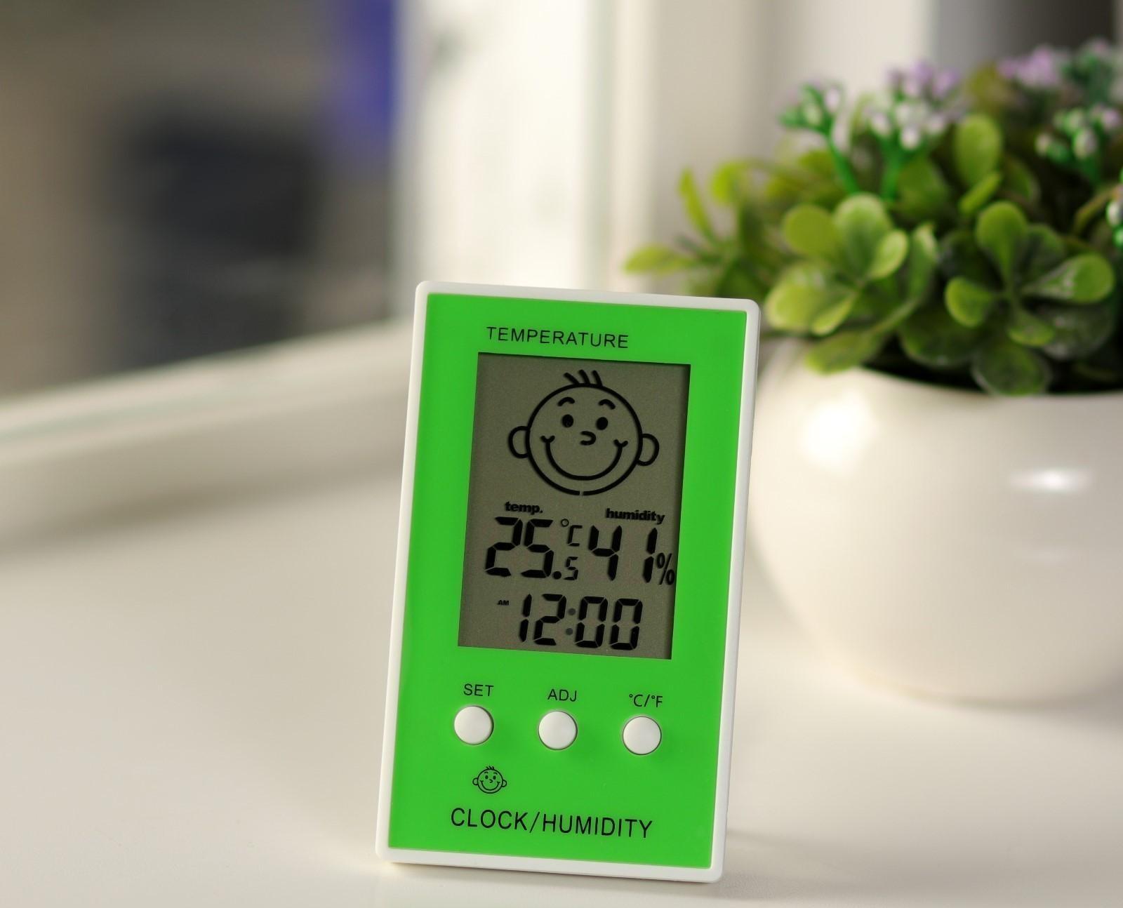 Термометр Luazon LTR-12, электронный, указатель влажности, часы, МИКС