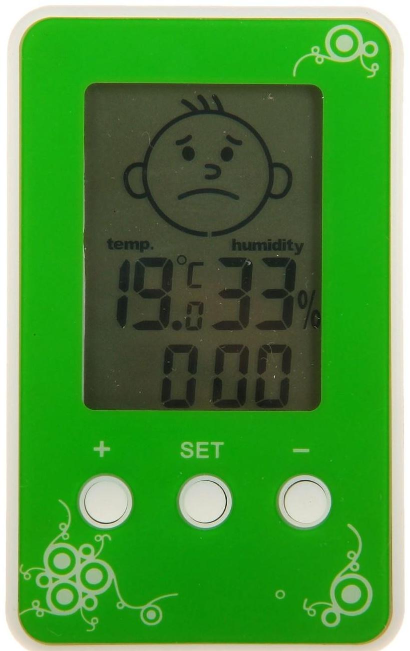 Термометр Luazon LTR-12, электронный, указатель влажности, часы, МИКС