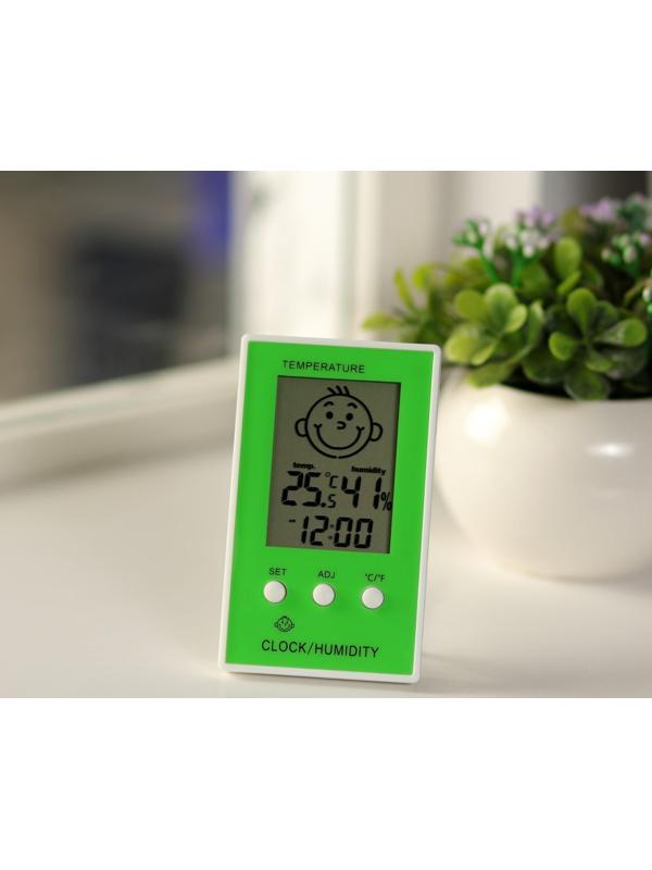 Термометр Luazon LTR-12, электронный, указатель влажности, часы, МИКС