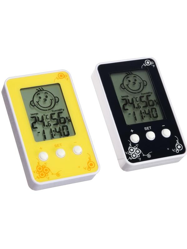 Термометр Luazon LTR-12, электронный, указатель влажности, часы, МИКС