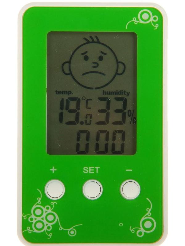 Термометр Luazon LTR-12, электронный, указатель влажности, часы, МИКС