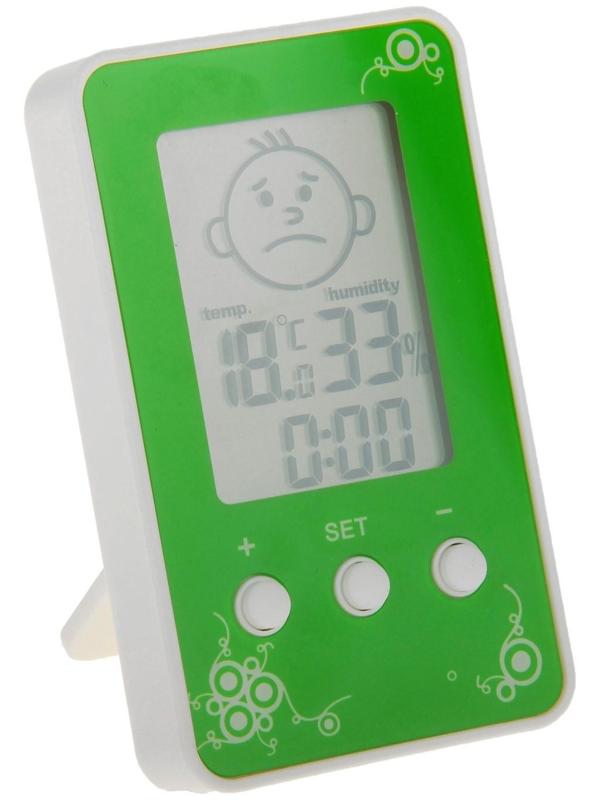 Термометр Luazon LTR-12, электронный, указатель влажности, часы, МИКС