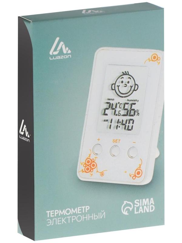 Термометр Luazon LTR-12, электронный, указатель влажности, часы, МИКС