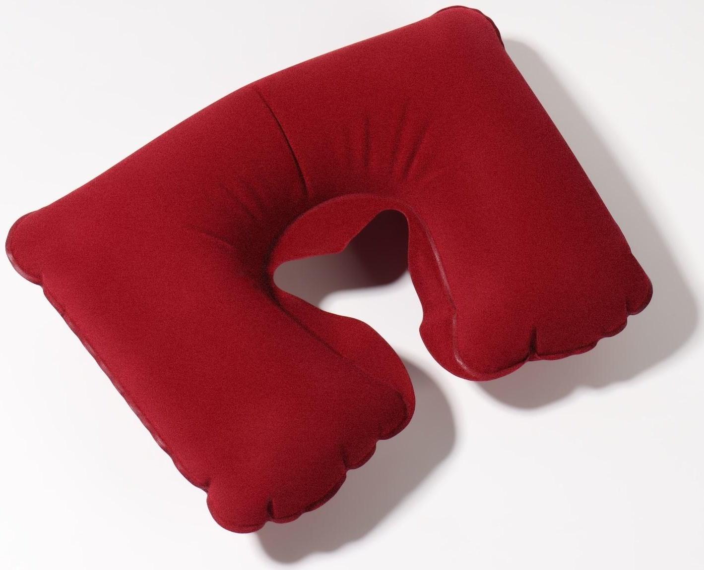 Подушка для шеи дорожная, надувная, 38 × 24 см, цвет бордовый